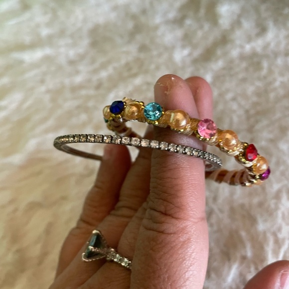 Colorful Gemstone and Rhinestone Bracelets - Picture 3 of 5